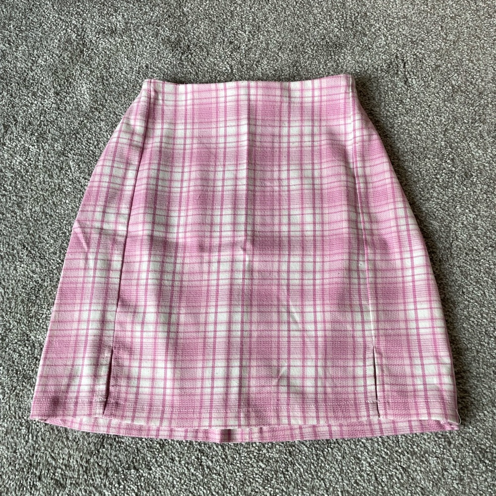 Brandy Melville Pink Plaid Skirt
